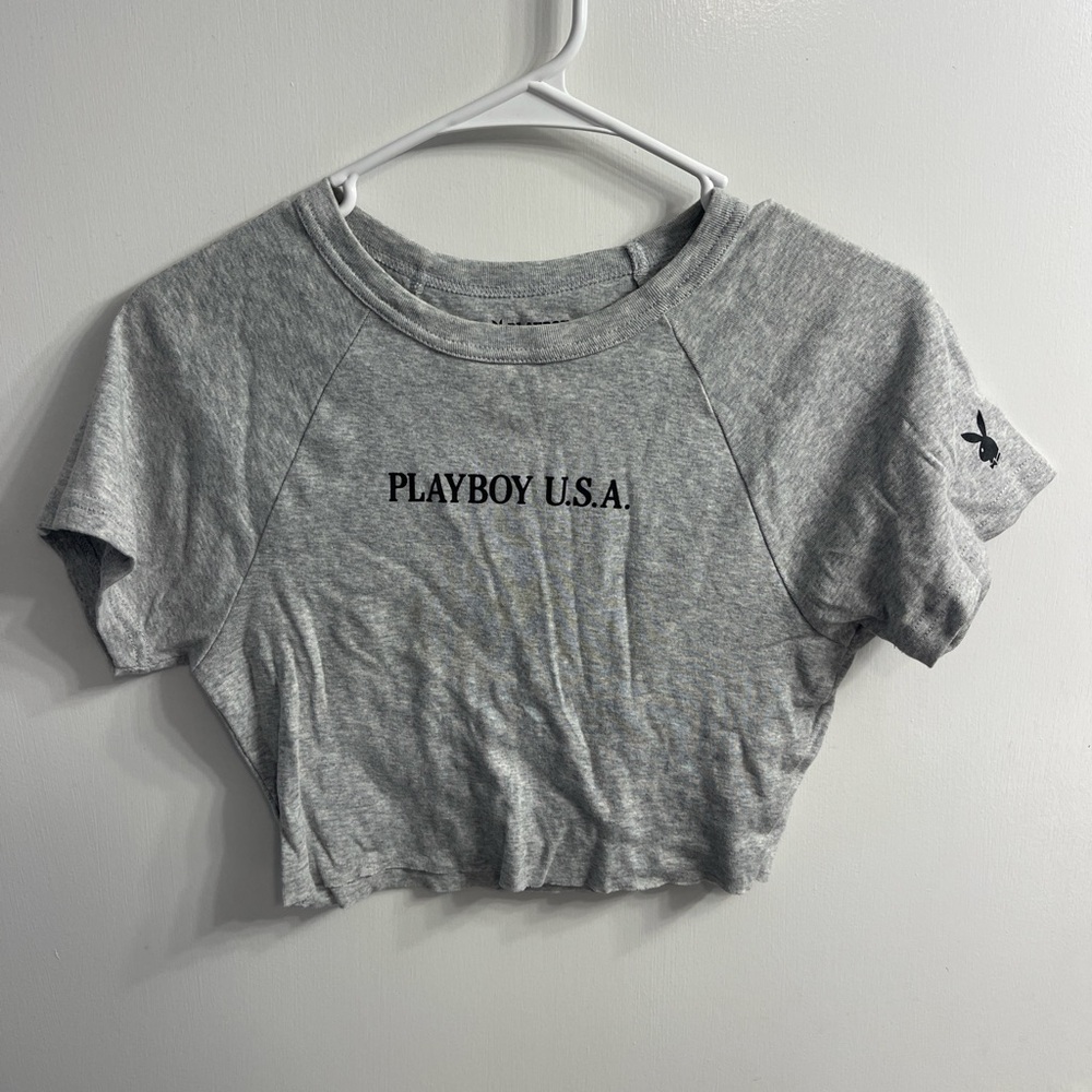 PLAYBOY Gray Crop Top for Women